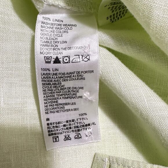 TOMMY BAHAMA 100% Linen Lime Green Relaxed Fit Long Sleeves Button Shirt, Large - Picture 9 of 12